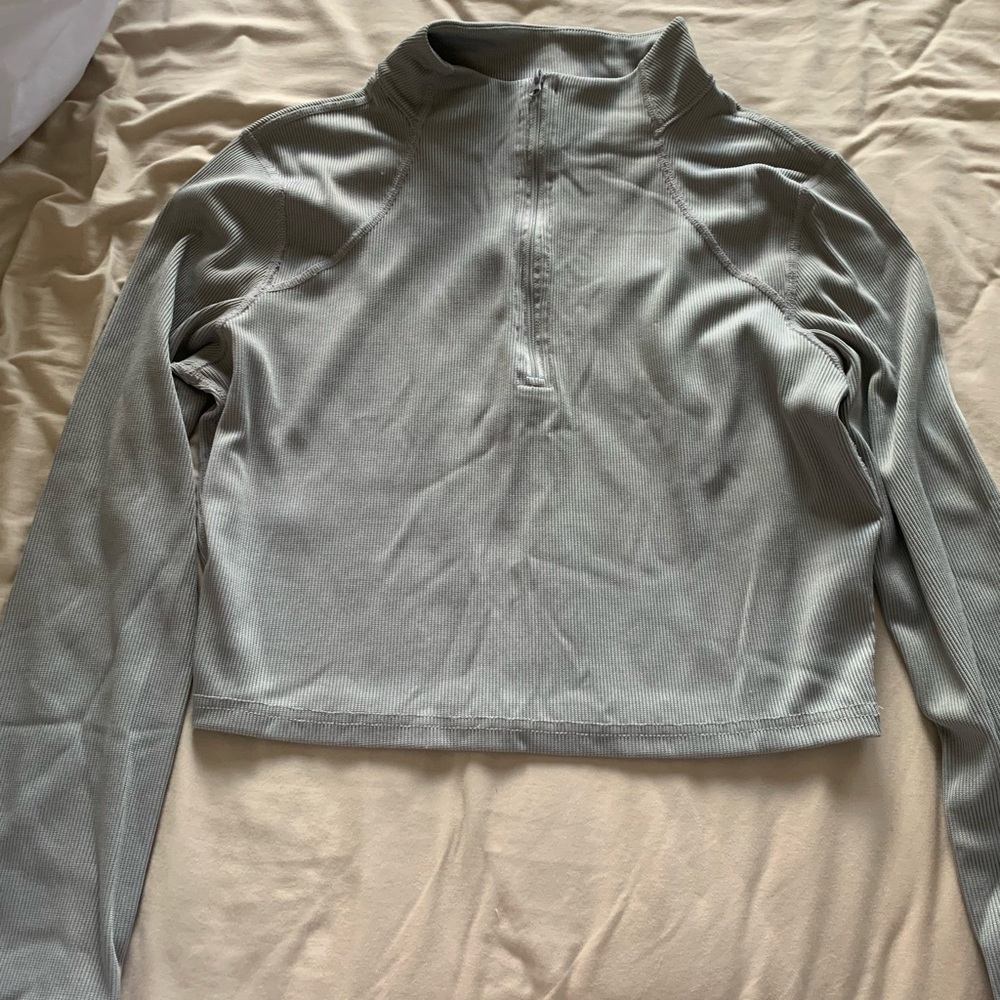 Gray Zip Up Crop Top